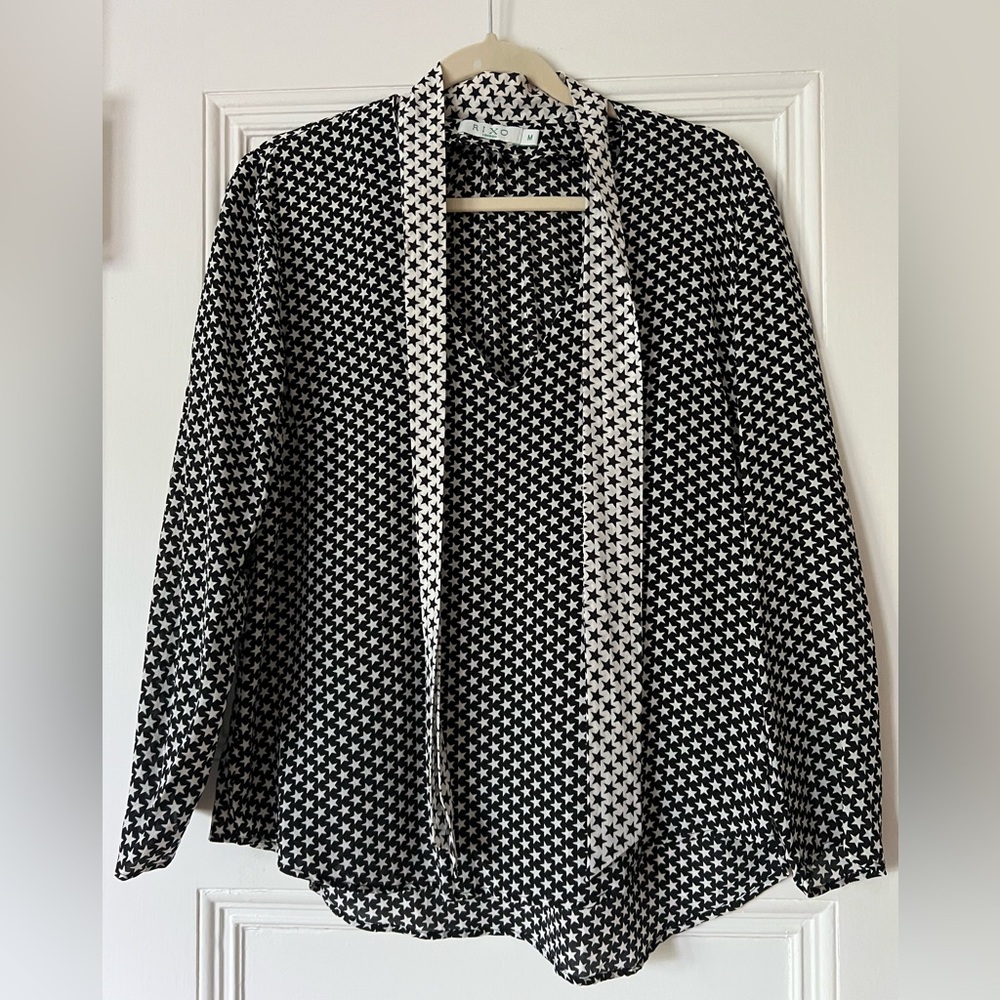 Rixo London Jovie tie neck blouse. size M.